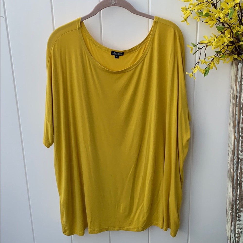 Anna lane XL yellow blouse top short sleeves